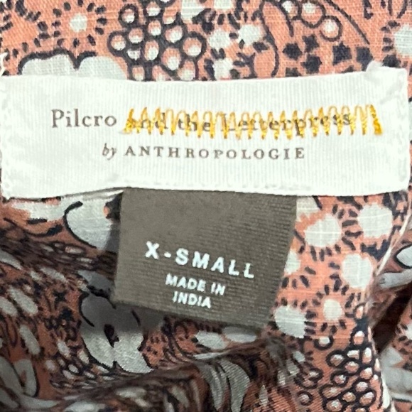 Pilcro by Anthropologie Terra Cotta Floral Blouse XS NWT - Picture 4 of 9